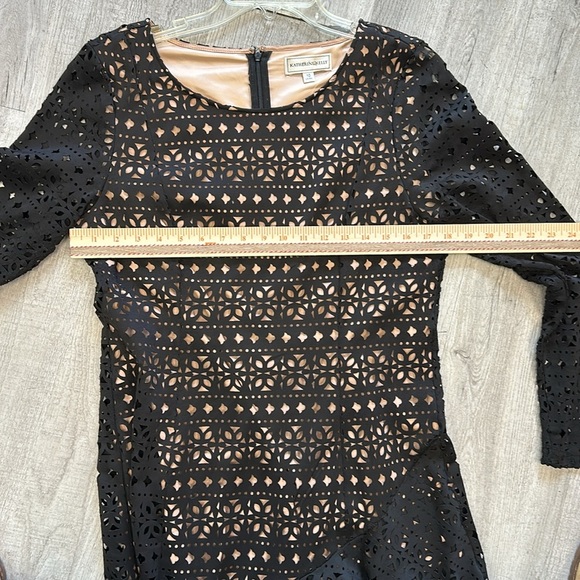 Black Ruffled Sheath Dress with Long Sleeves for Cocktail Size 10 - Picture 6 of 7